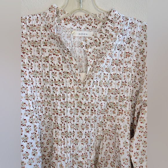 Doen Dulcie Dress Spring Elderberry Floral Long Sleeve Mini Medium Cream Cotton - Picture 6 of 11